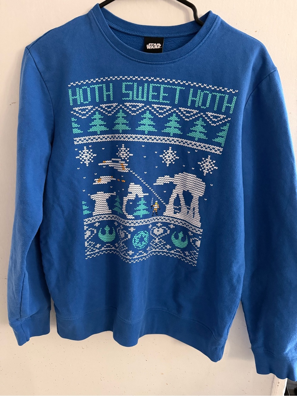 Star Wars Men’s Blue Hoth Sweet Hoth Crewneck Sweater